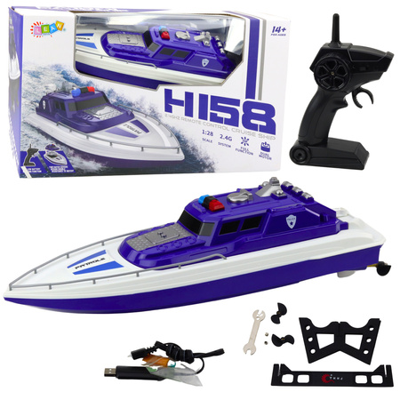 Remote Controlled RC Boat 1:28 Police Blue