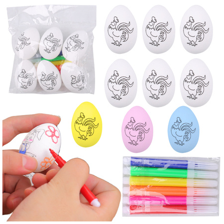 Easter Styrofoam Eggs For Painting Markers Markers Roosters 6pcs