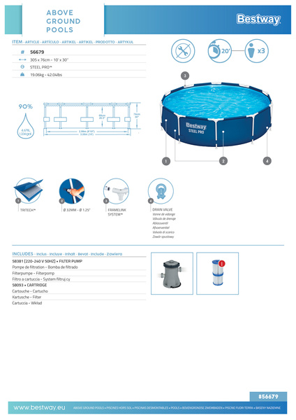 Rack Garden Pool 305 cm x 76 cm Bestway 56679