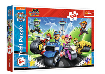 Puzzle 100 Teile Paw Patrol auf Trefl 16430 Motorrädern