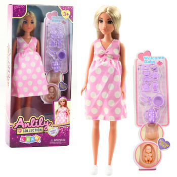 Anlily Schwangere Puppe Polka Dot Kleid Zubehör Baby