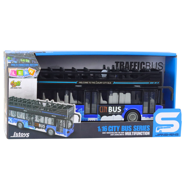 City Bus Double Decker 1:16 Drive Lights Sounds Blue
