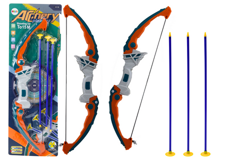 Shooting Bow Green and Orange Arrows with Suction Cups 3 Pieces