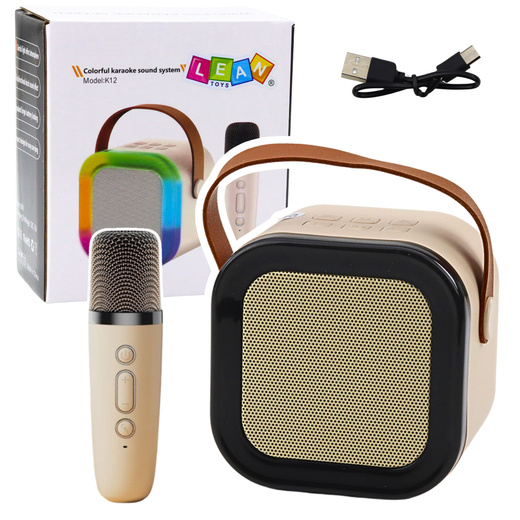 Karaoke-Lautsprecher-Mikrofon Kabellos K12 RGB Bluetooth Beige
