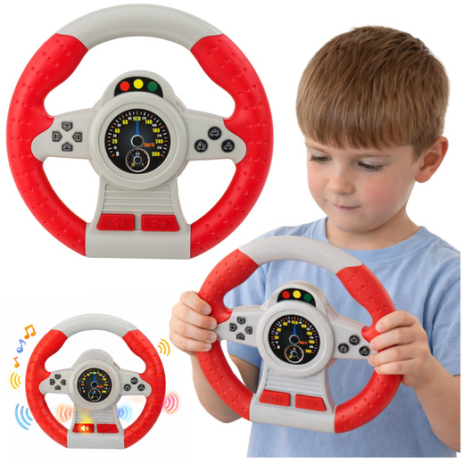 Interactive Steering Wheel Driving Simulator Lights Sounds Red