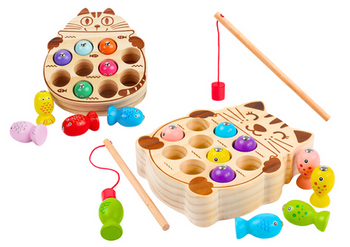 Wooden Arcade Game Catching Fish 2 Rods
