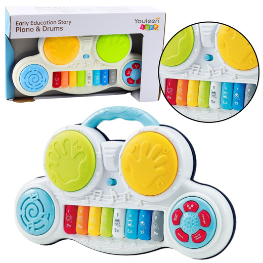 Interactive Educational Piano With Drums Colorful Animal Sounds