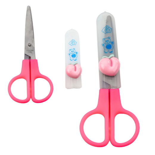 Two-handed school scissors with safety cap Mix 12cm