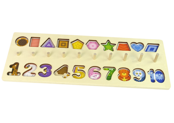 Educational Wooden Board 3 in 1 Numbers Shapes