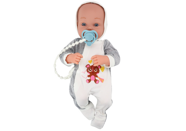 Babypuppe mit Schnullerdecke, Body-Zubehör-Set, 35 cm