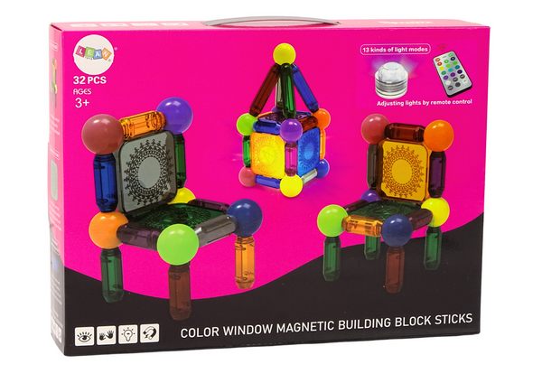 Zestaw Klocków Magnetycznych Z Podświetleniem 32 Elementy