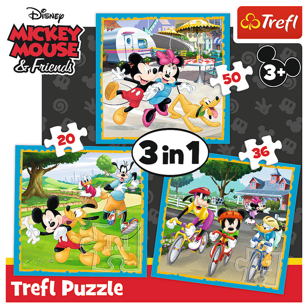 Puzzle - "3in1" - Mickey Mouse mit Freunden Trefl 34846