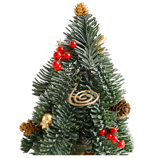 Decorative Christmas Tree on a Trunk Red Rowan Cones 38 x 15 cm
