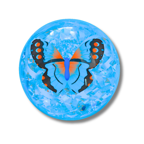 Elastischer Hüpfball aus Gummi, Konfetti, Schmetterlings-Leuchtmix, 9 cm