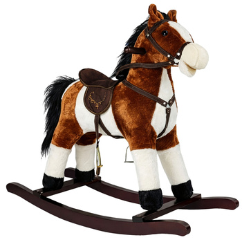 Rocking Horse Moves Mouth Tail Sounds Dark Brown 74 cm