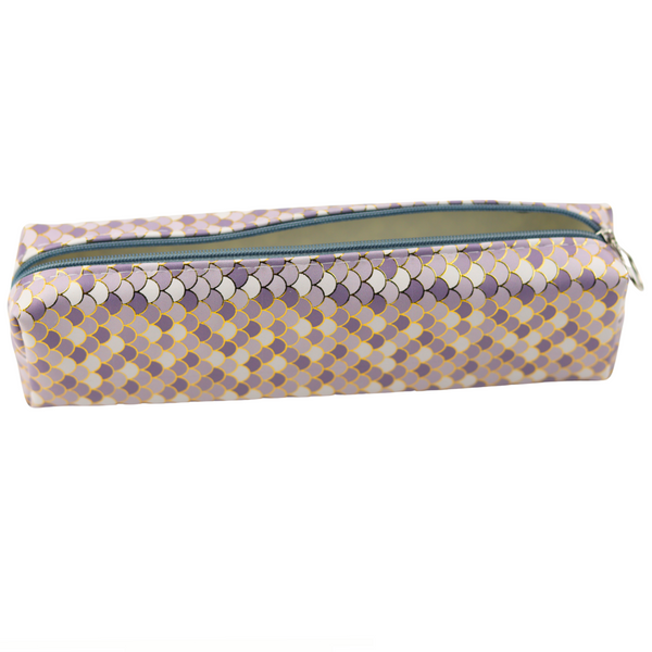 School Pencil Case Scales Gray Shiny Gold Elements