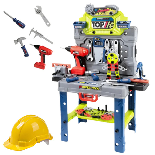 Heimwerkertisch 2-in-1 Koffer Werkzeugset Schraubendreher Helm 133-tlg.