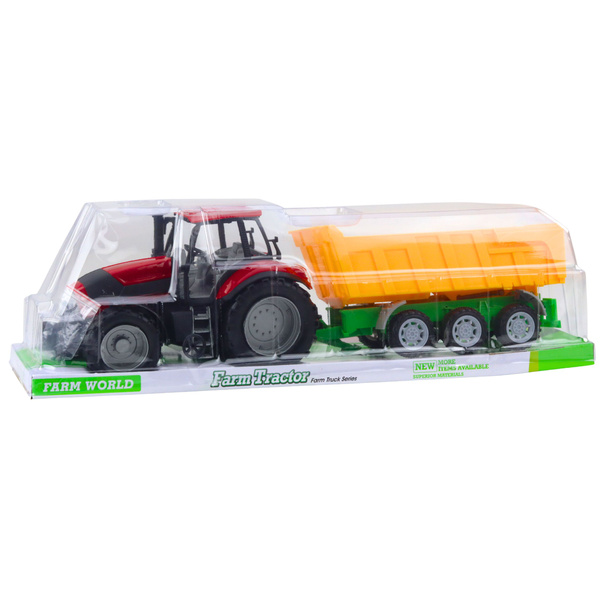 Agricultural Farm Tractor With Yellow Trailer Red 46cm