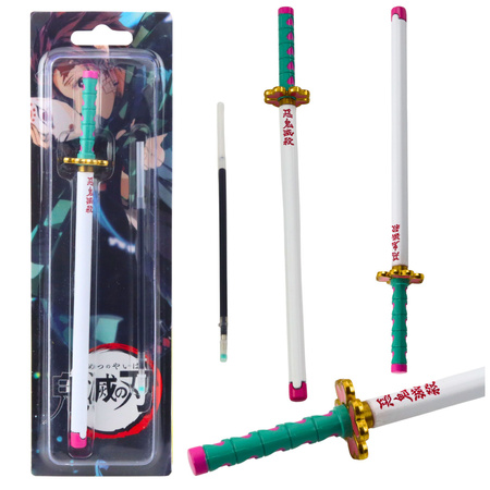 Katana Schwert Anime Kugelschreiber Metall Schwarze Tinte Austauschbare Mine Türkis