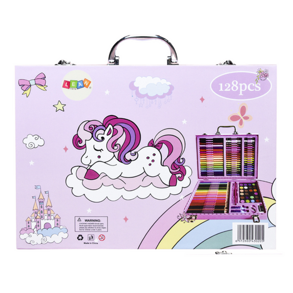 Kunstset im Koffer mit Einhorn, Pink, 128-tlg