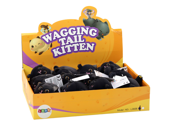 Plush Stretched Cat Jumping Mascot Black