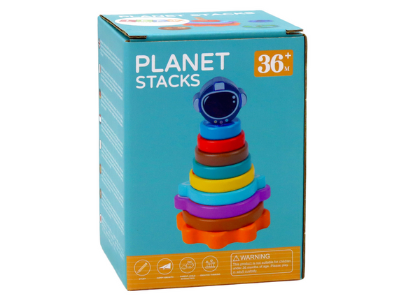 Pyramid Sorter Wooden Pyramid Puzzle Planets Space 10 pieces.