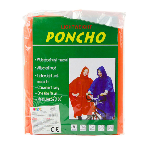 Reusable Raincoat Orange 132 x 203 cm