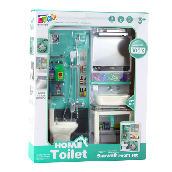 Toy Bathroom Shower Sink Toilet Lights Sounds Accessories