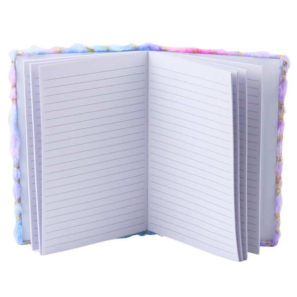 Plüsch Notizbuch Notizheft liniert Gold Sterne Pastell A5 80 Blatt