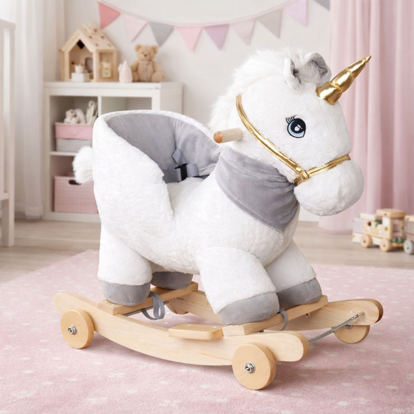 Unicorn Rocking Horse Ride-on 2 in 1 Baby Rocker White