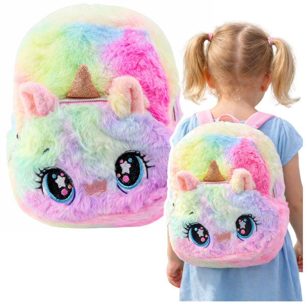 Kinderrucksack Plüsch Einhorn Regenbogen Bunt 20cm 3L