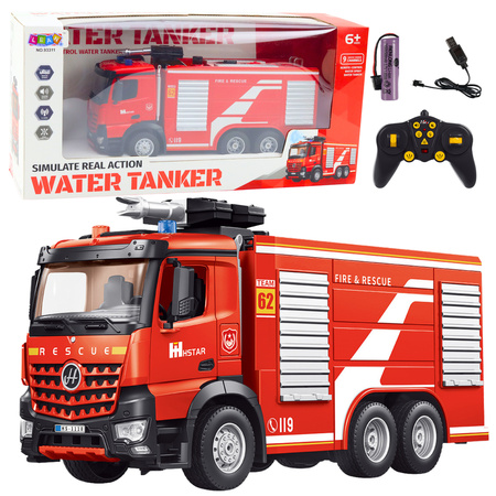 Remote Control Fire Truck Extendable Ladder Water Spraying 2.4G 9CH