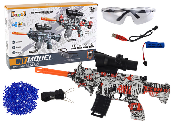 M416 Water Bullet Rifle, Range 18m, Red Grafiti