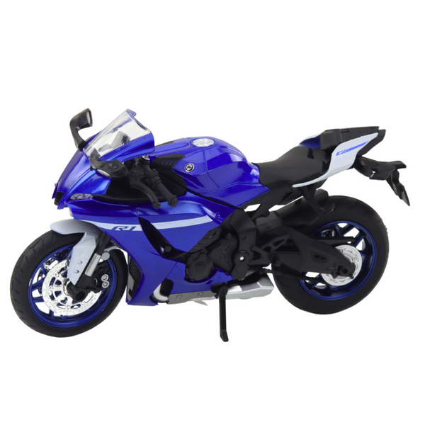 Sports Motorcycle Metal Lights Sounds Navy Blue R1 1:12