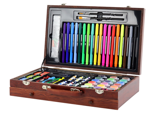 Art Set in a Wooden Suitcase 123 Elements