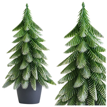 Artificial Decorative Christmas Tree in a Pot, Silver Finish, 22x10cm