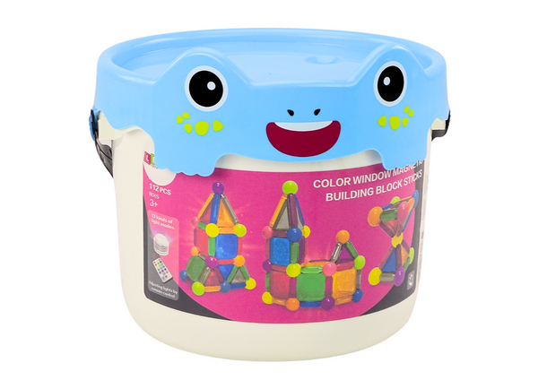 Magnetbausteine mit Licht im Eimer, 112 Elemente