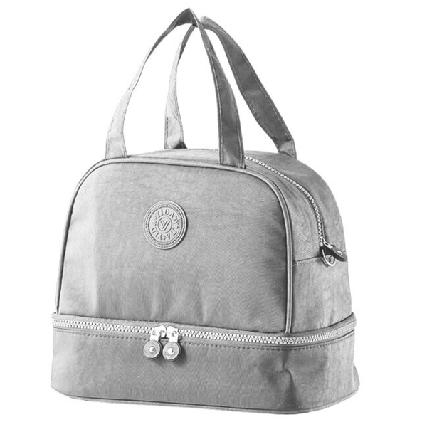 Thermoisolierende Frühstückstasche mit verstellbarem Gürtel, Silber, 27 cm