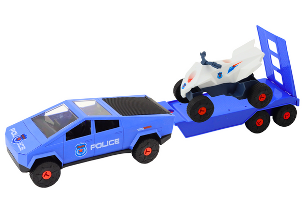 Modern Car Set with Quad Bike and Tow Truck for Dismantling DIY Blue