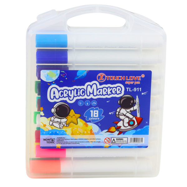 Set Acryl-Markierungsstifte im Organizer, 18-tlg.