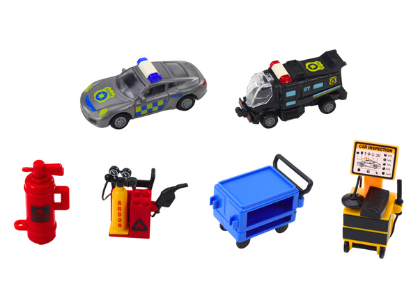 Set of Expandable Garage Track in a Suitcase Police Lights and Sounds