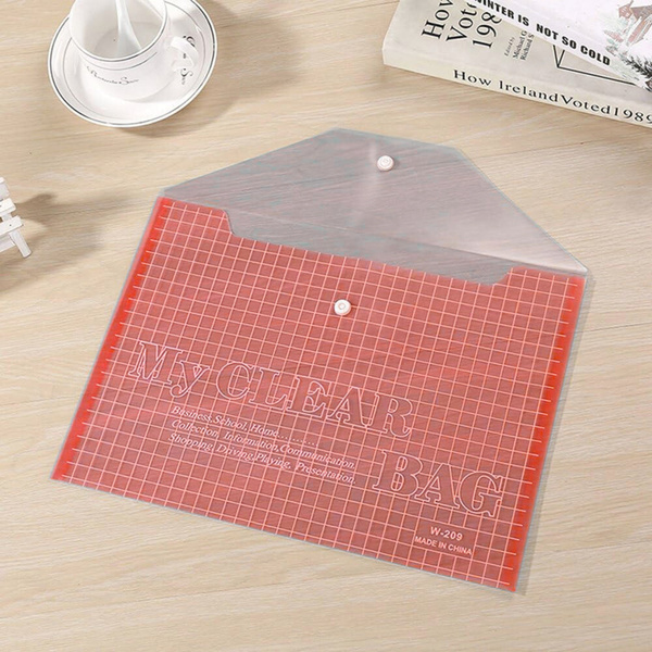 Folder Envelope With Clasp Transparent Red A4 20 Pieces