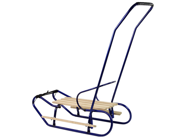 Metal Sled with Push Bar Backrest Strap Blue