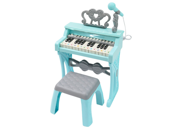 Elektrische Pianino-Orgel Blau mit Stuhl 25 Tasten