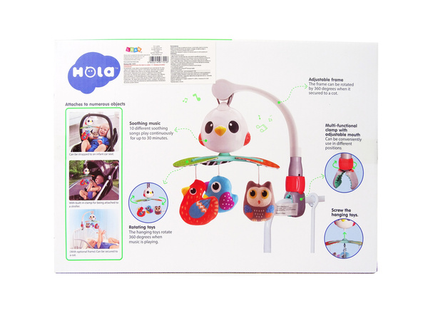 Colourful Birds Melody Carrousel for Baby's Cot and Stroller