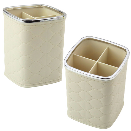 Brush Organizer, Four Compartments, White, 12 x 9.5cm