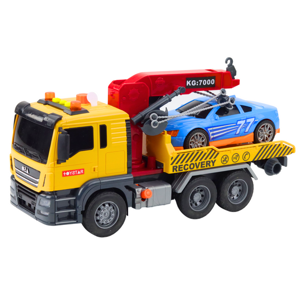 Tow Truck With Crane Race Car Lights Sounds