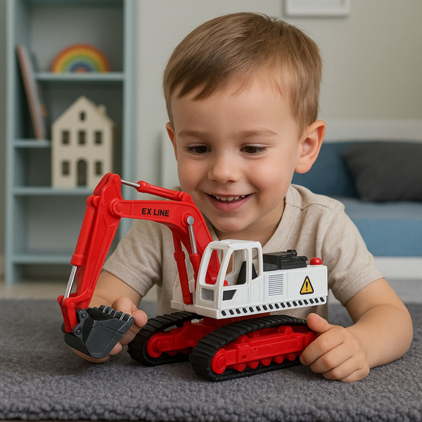 Metal Crawler Excavator with Movable Swivel Bucket, Cabin, Lights, Sounds