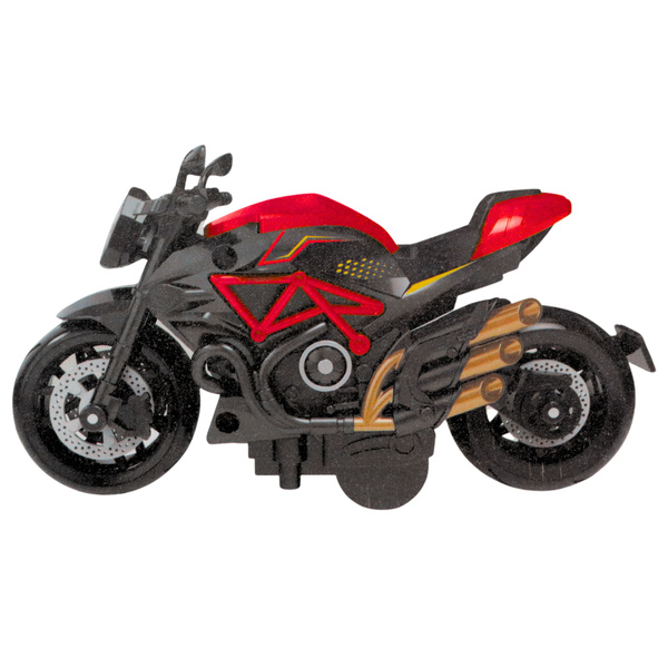 Motorrad zum Zusammenbauen, Schrauben, Metall, 1:14, DIY, Schwarz und Rot