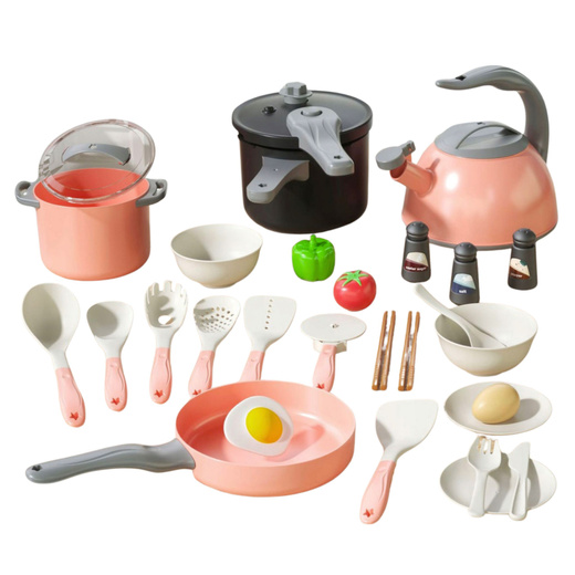 Kitchen Set Pots Cooking Accessories Food Pink 32 pcs.